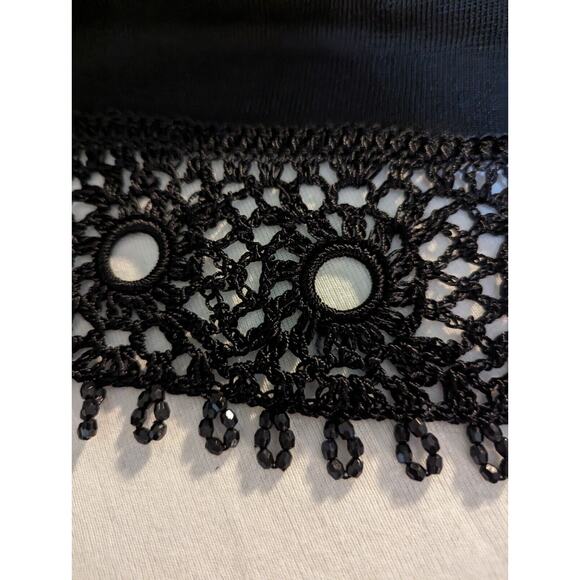 Vtge Joseph A Crochet Sweater Beaded Hem Sz L Bust 39" Length 23.5" - Picture 2 of 10